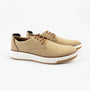 Dr Keller JAMES Mens Shoes Beige side view with casual trainer style and lace-up closure.