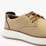 Dr Keller JAMES Mens Shoes Beige side view with lightweight synthetic upper and lace-up closure.