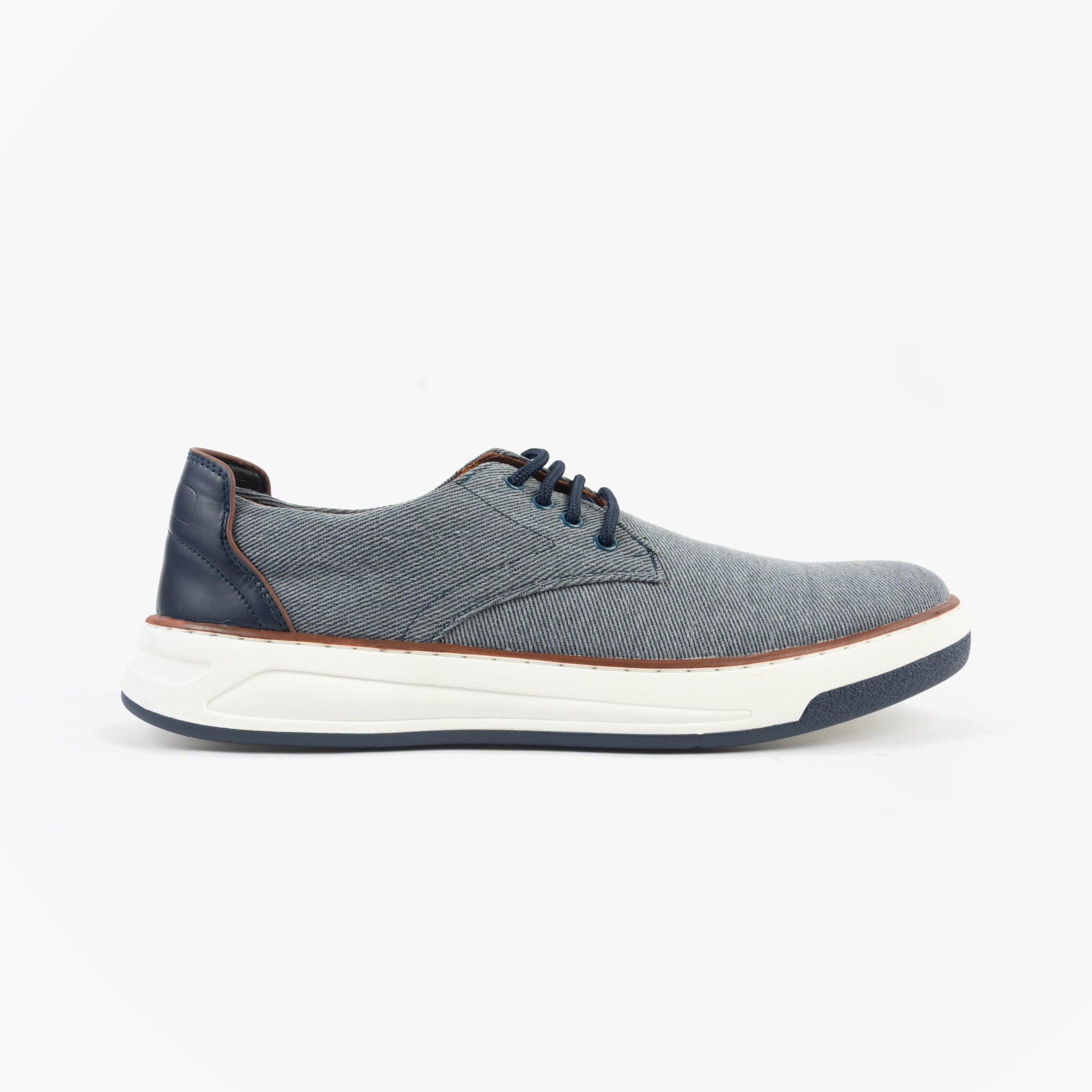 Dr Keller JAMES Mens Shoes Blue side view, casual trainer, synthetic upper, lace-up closure, lightweight design.