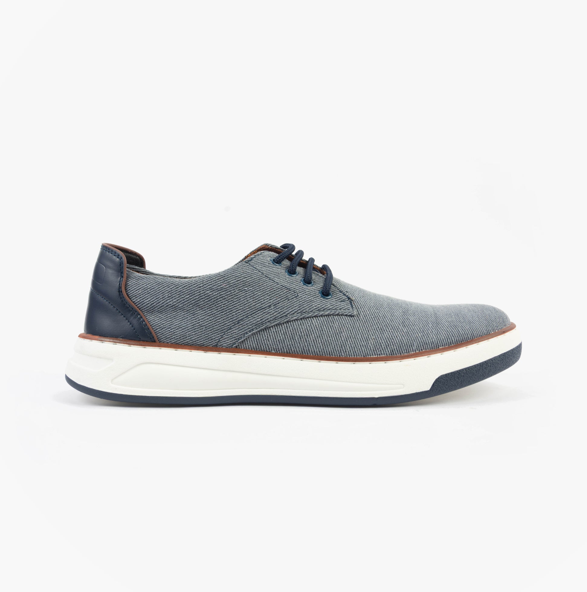 Dr Keller JAMES Mens Shoes Blue side view, casual trainer, synthetic upper, lace-up closure, lightweight design.