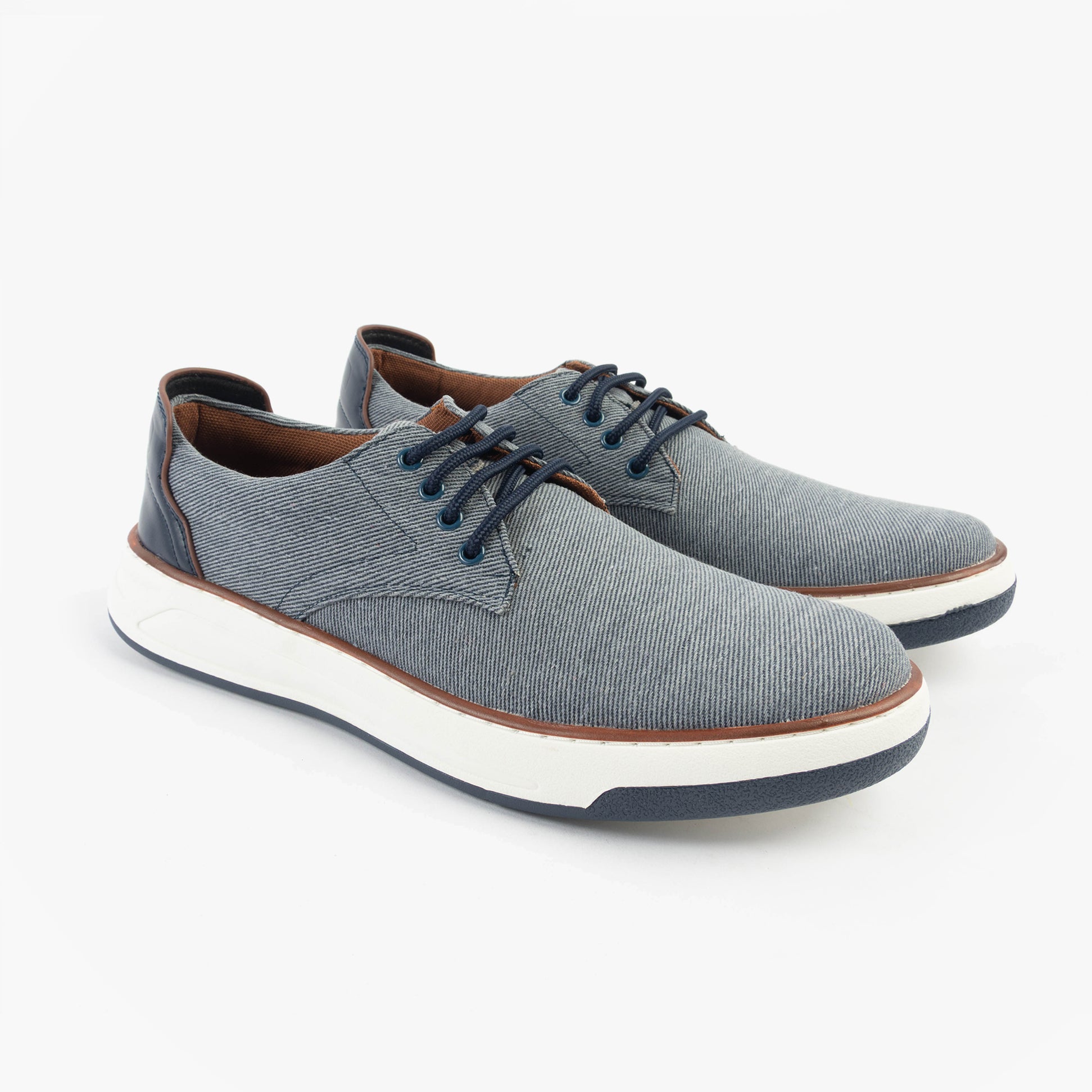 Dr Keller JAMES Mens Shoes Blue side view casual trainer with lace-up closure, lightweight synthetic material.