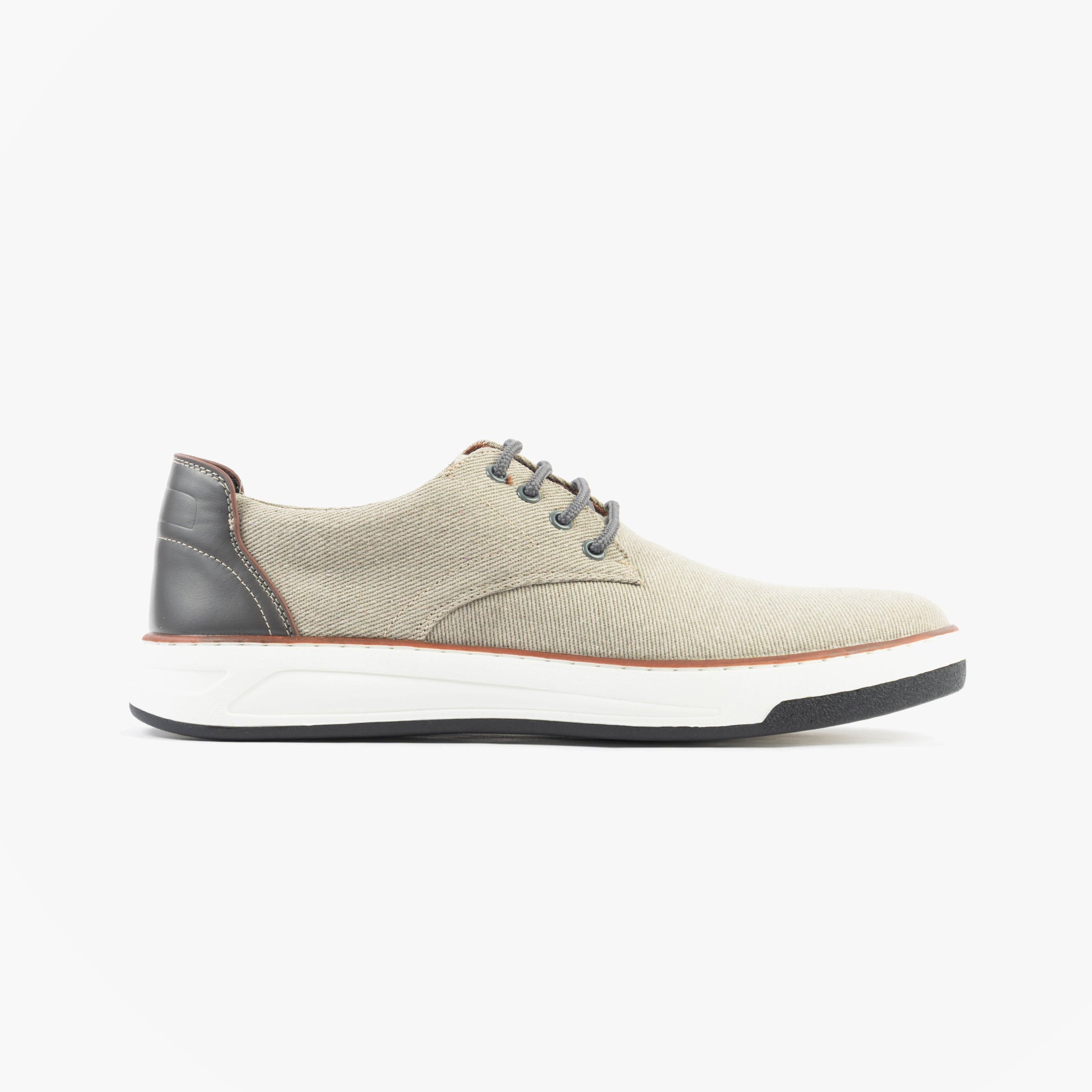 Dr Keller JAMES Mens Shoes Grey side view casual trainer with lace-up closure and synthetic upper