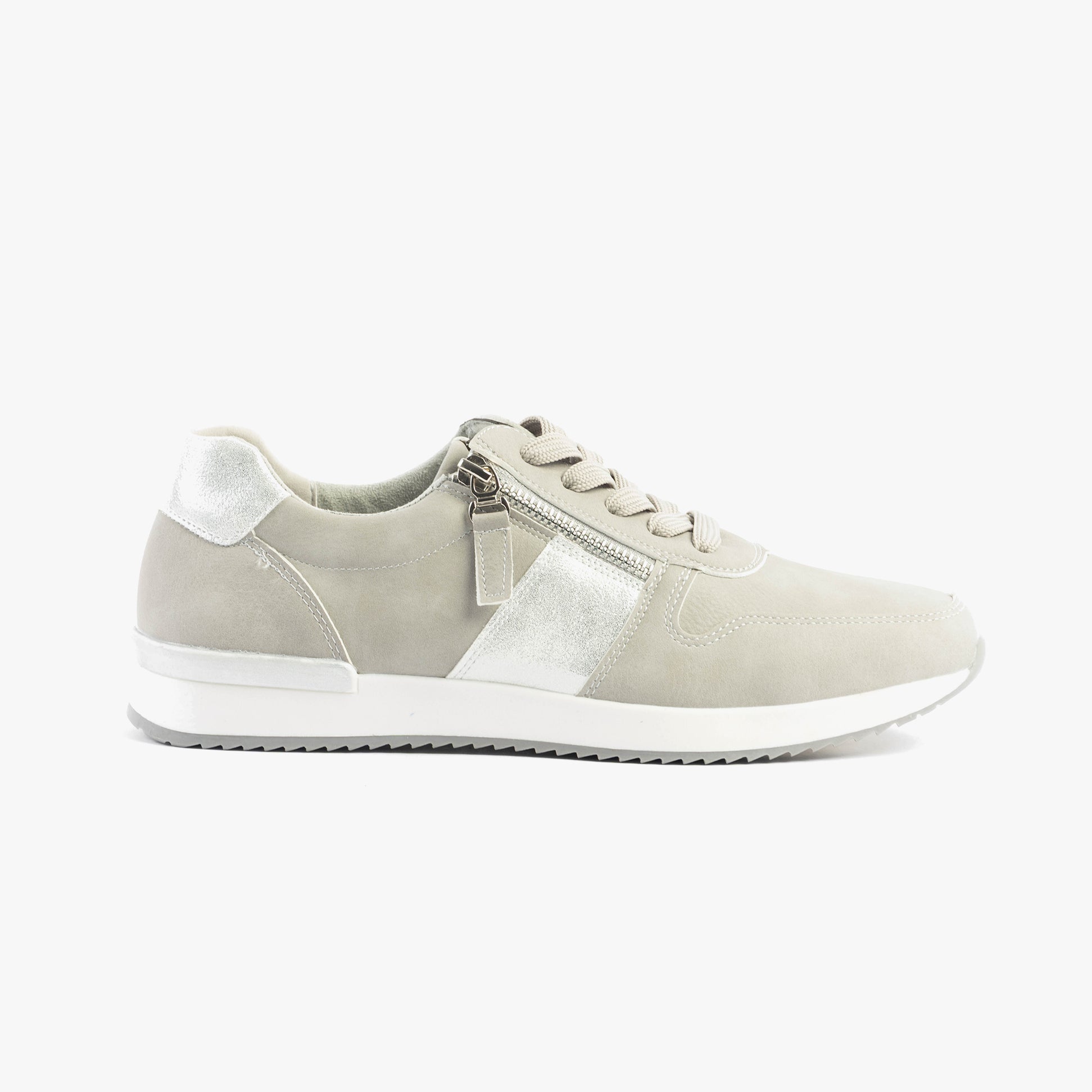 Dr Keller MARTINA Womens Trainers Grey side view showing lace-up closure and lightweight design.