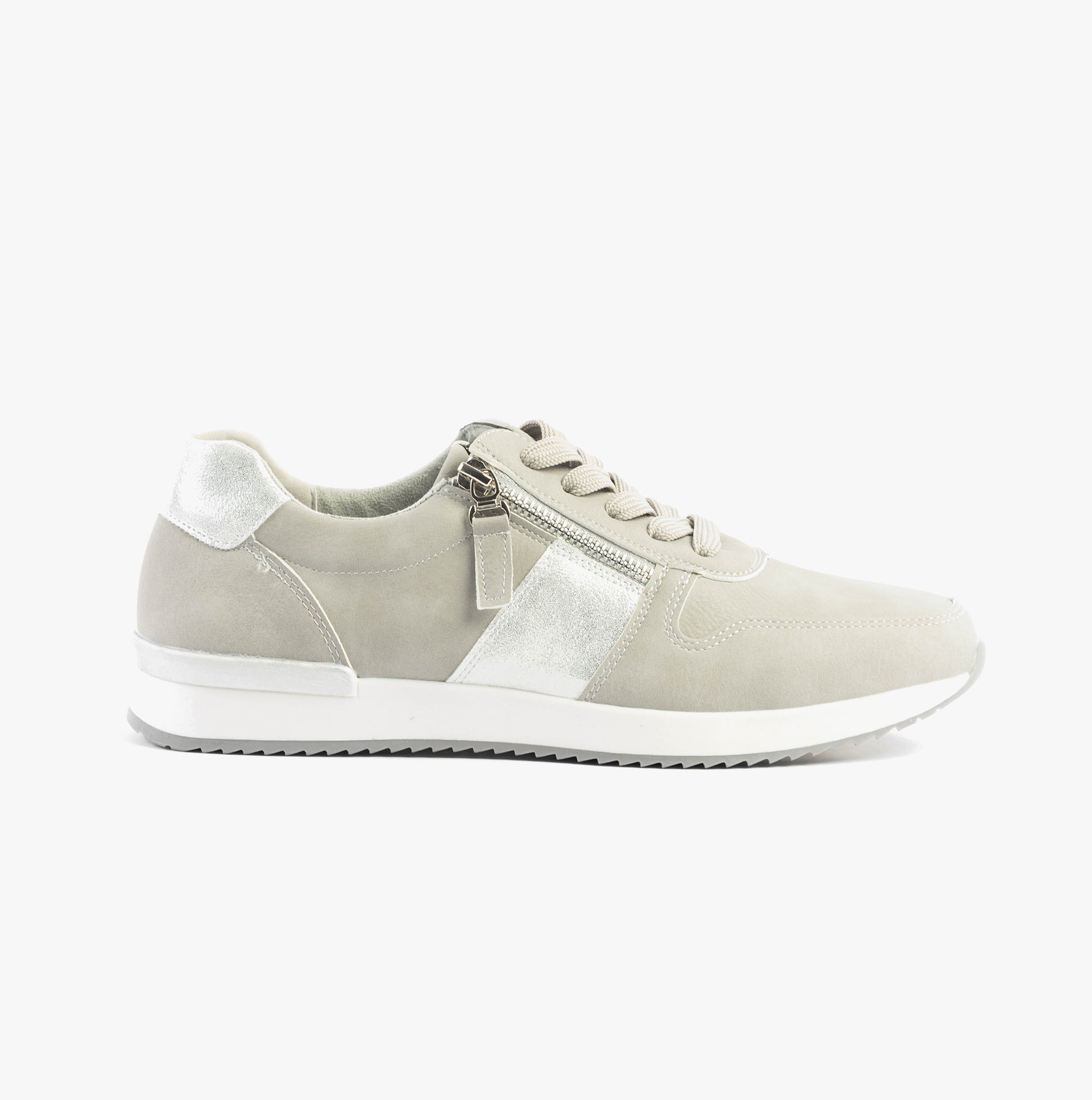 Dr Keller MARTINA Womens Trainers Grey side view showing lace-up closure and lightweight design.
