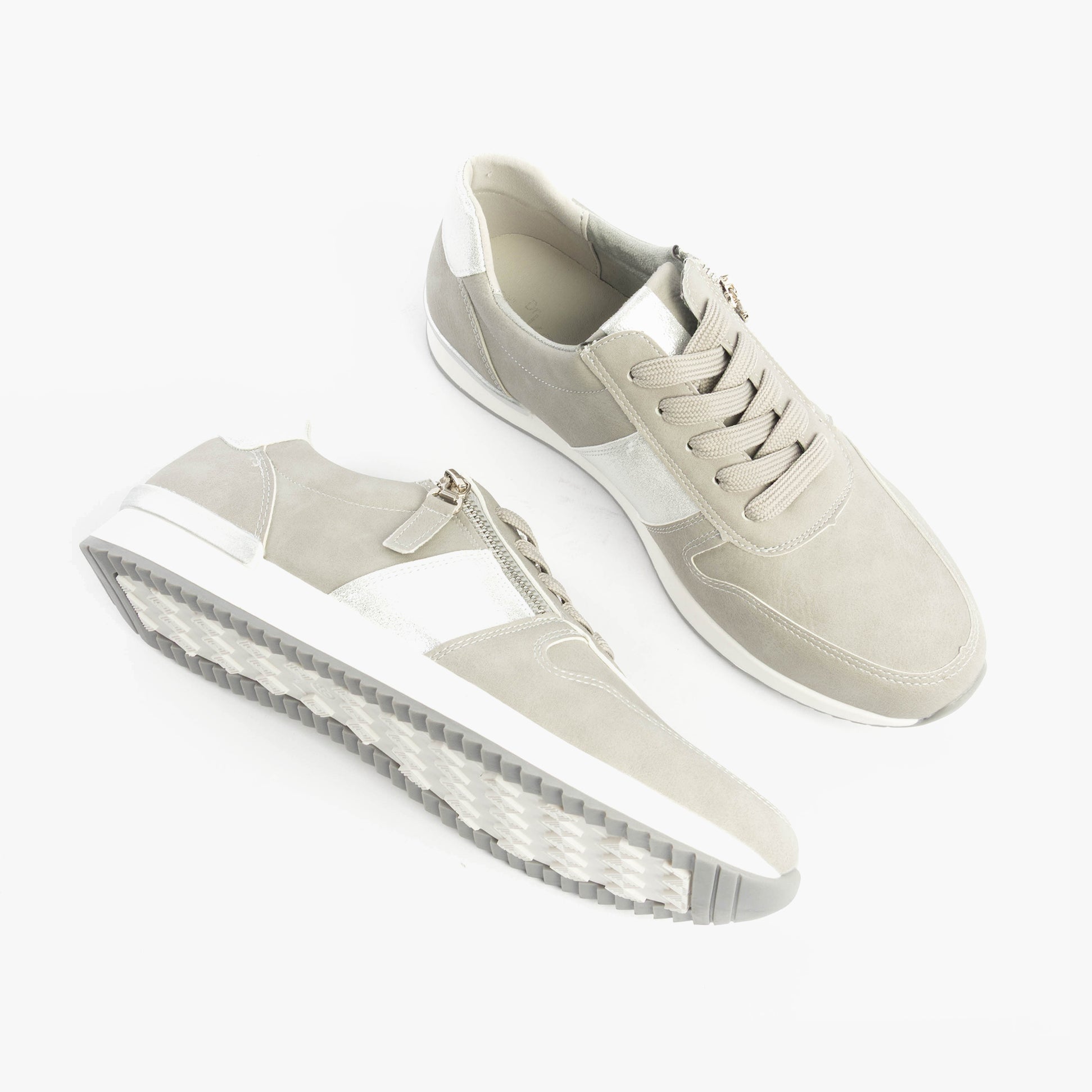 Dr Keller MARTINA Womens Trainers Grey front view with lace-up fastening and low-top design.