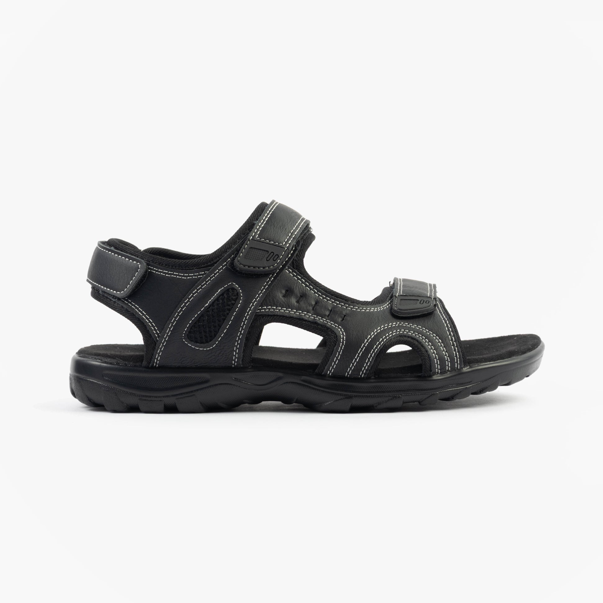 Dr Keller GAVIN Mens Sandals Black side view featuring synthetic upper and rubber sole, ideal for comfort and casual wear.
