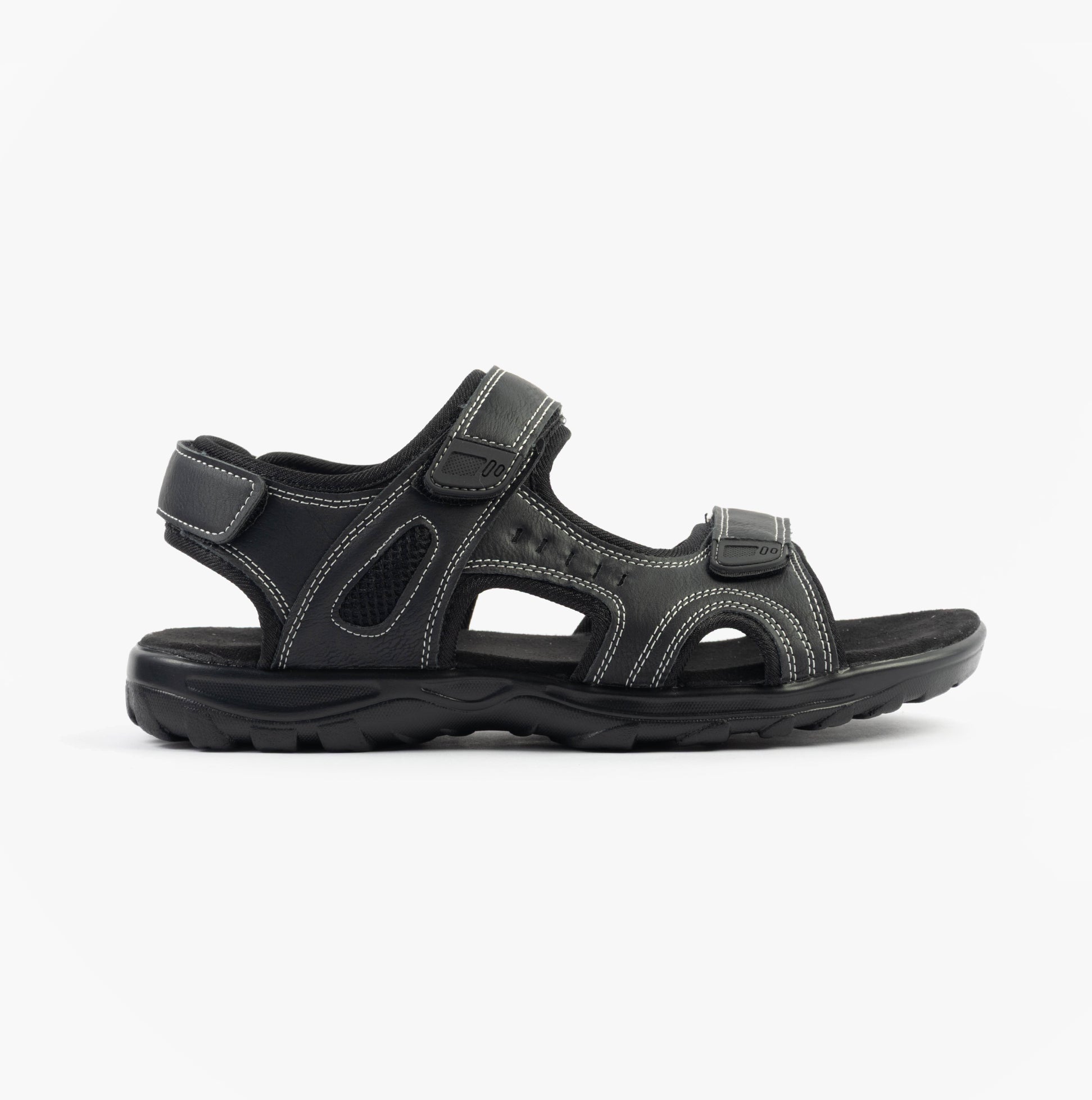 Dr Keller GAVIN Mens Sandals Black side view featuring synthetic upper and rubber sole, ideal for comfort and casual wear.