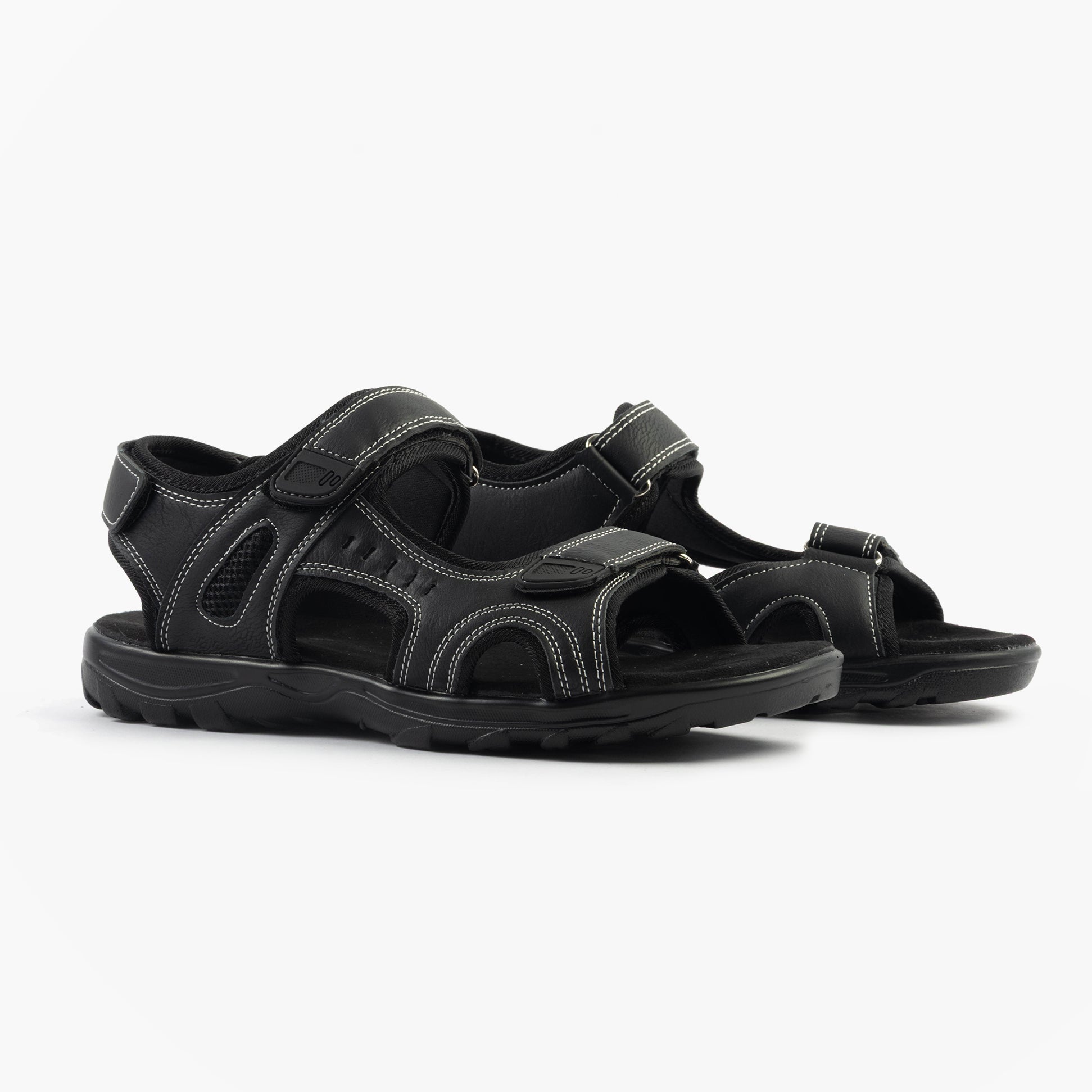 Dr Keller GAVIN Mens Sandals Black side view showing synthetic upper and rubber sole.