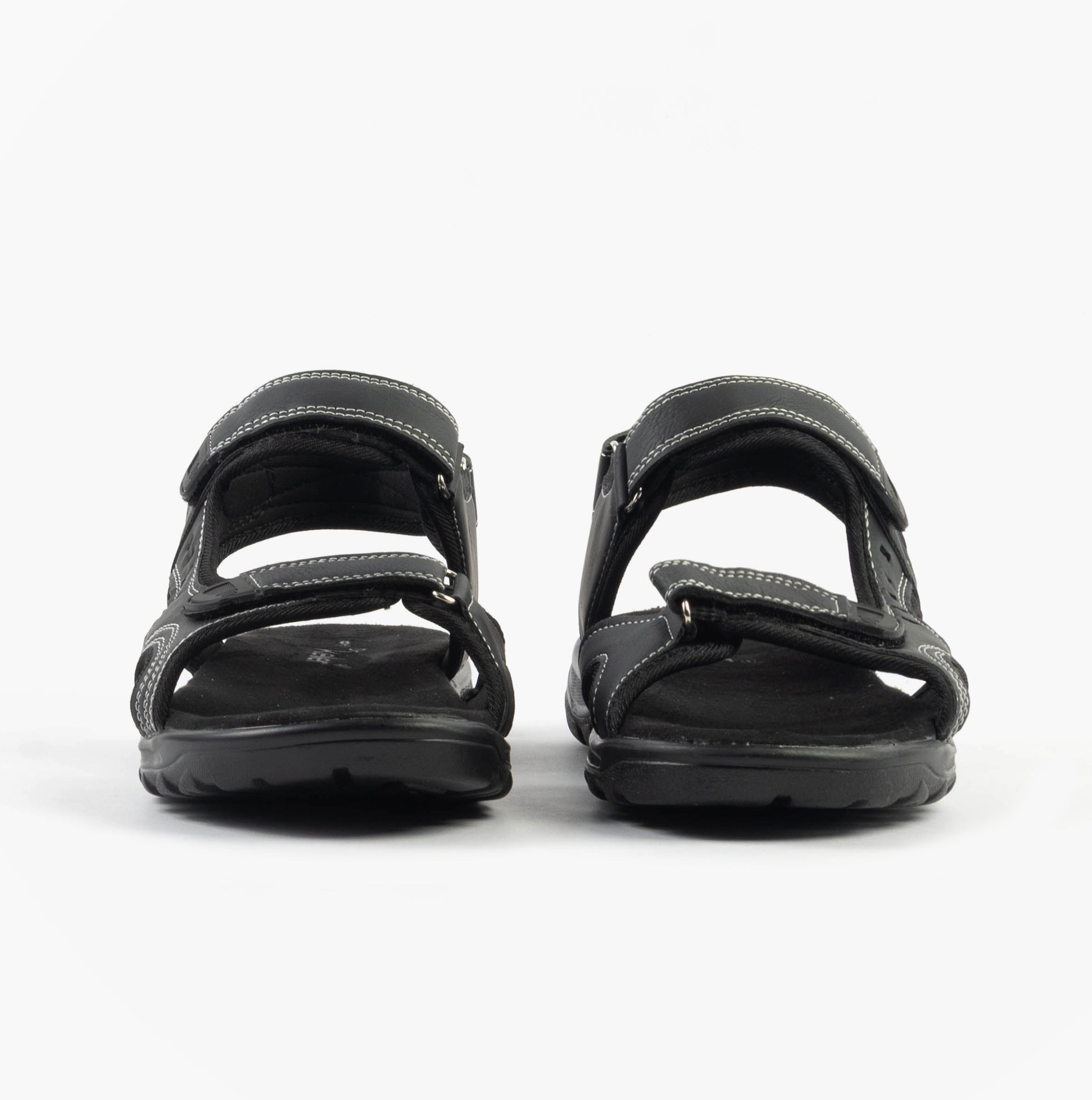 Dr Keller GAVIN Mens Sandals Black front view with touch fasten closure and synthetic upper material.