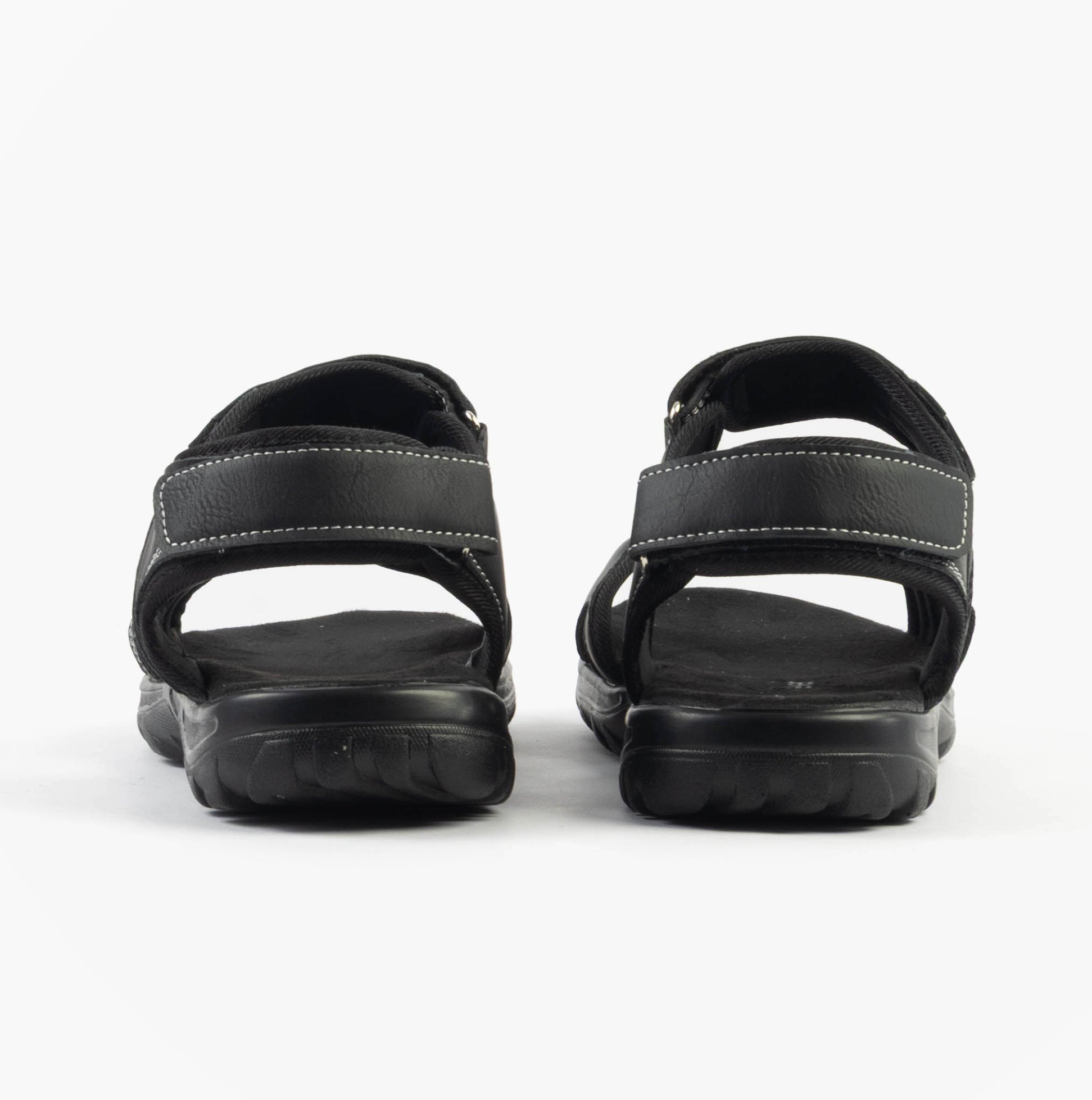 Dr Keller GAVIN Mens Sandals Black rear view with synthetic upper, touch fasten closure, and rubber sole.