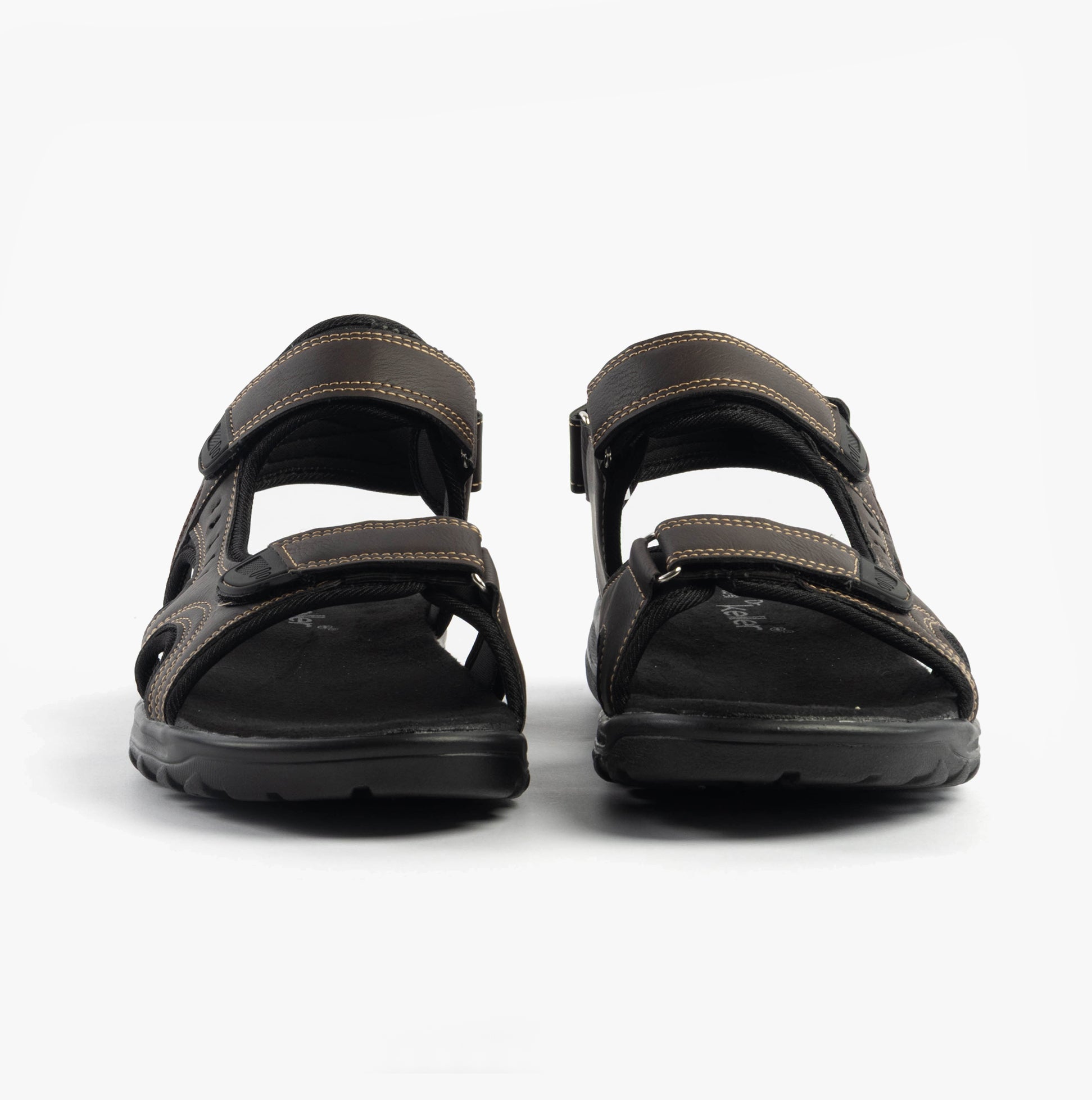Dr Keller GAVIN Mens Sandals Brown front view showing textile upper and rubber sole.