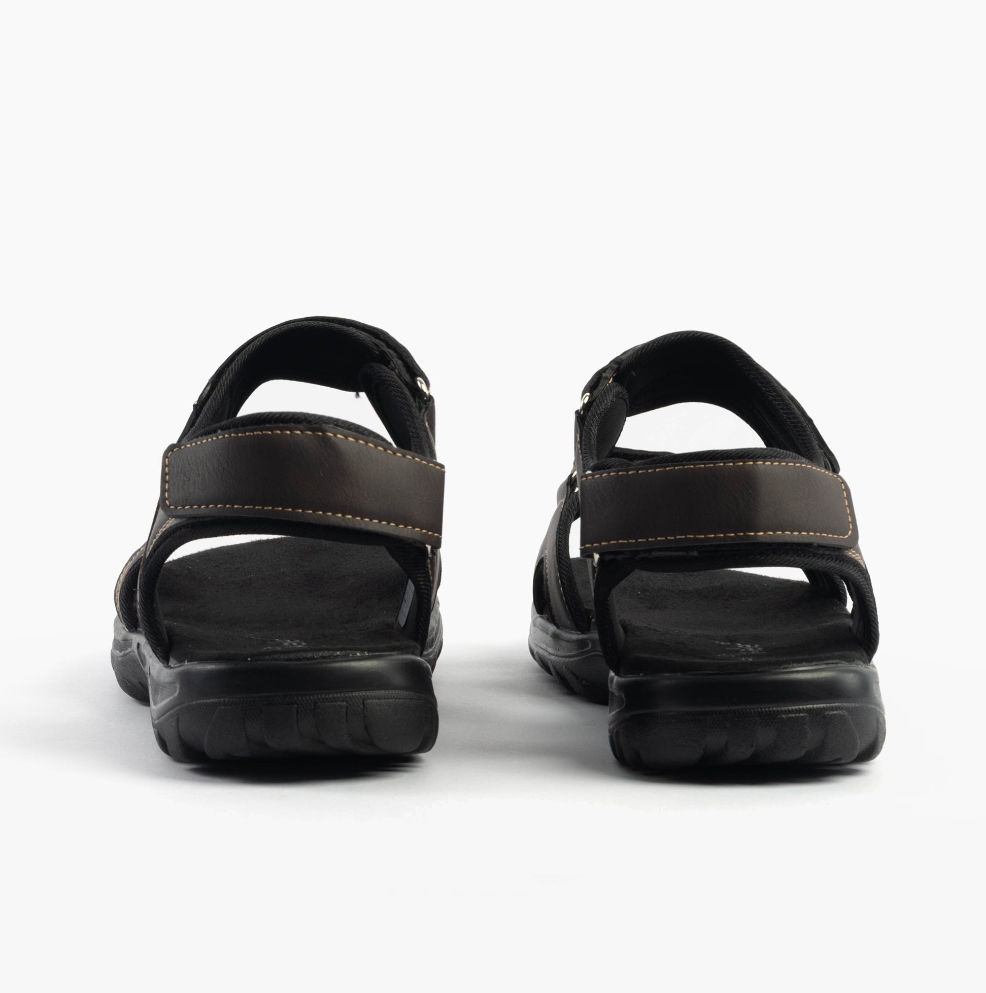 Dr Keller GAVIN Mens Sandals Brown rear view showcasing the touch fasten closure and lightweight design.