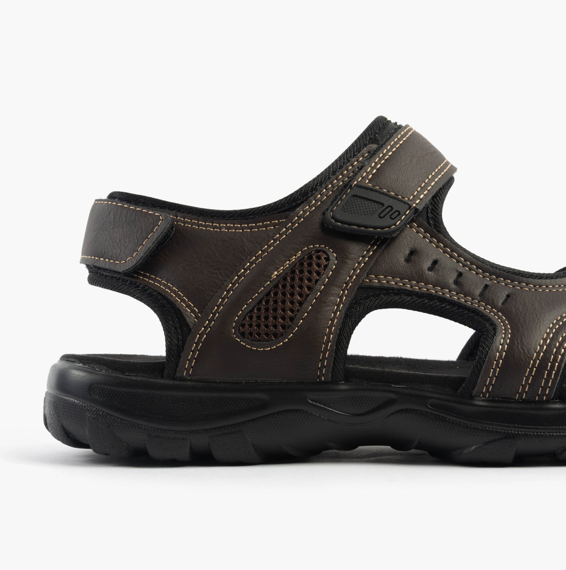 Dr Keller GAVIN Mens Sandals Brown side view featuring lightweight textile upper and rubber sole.