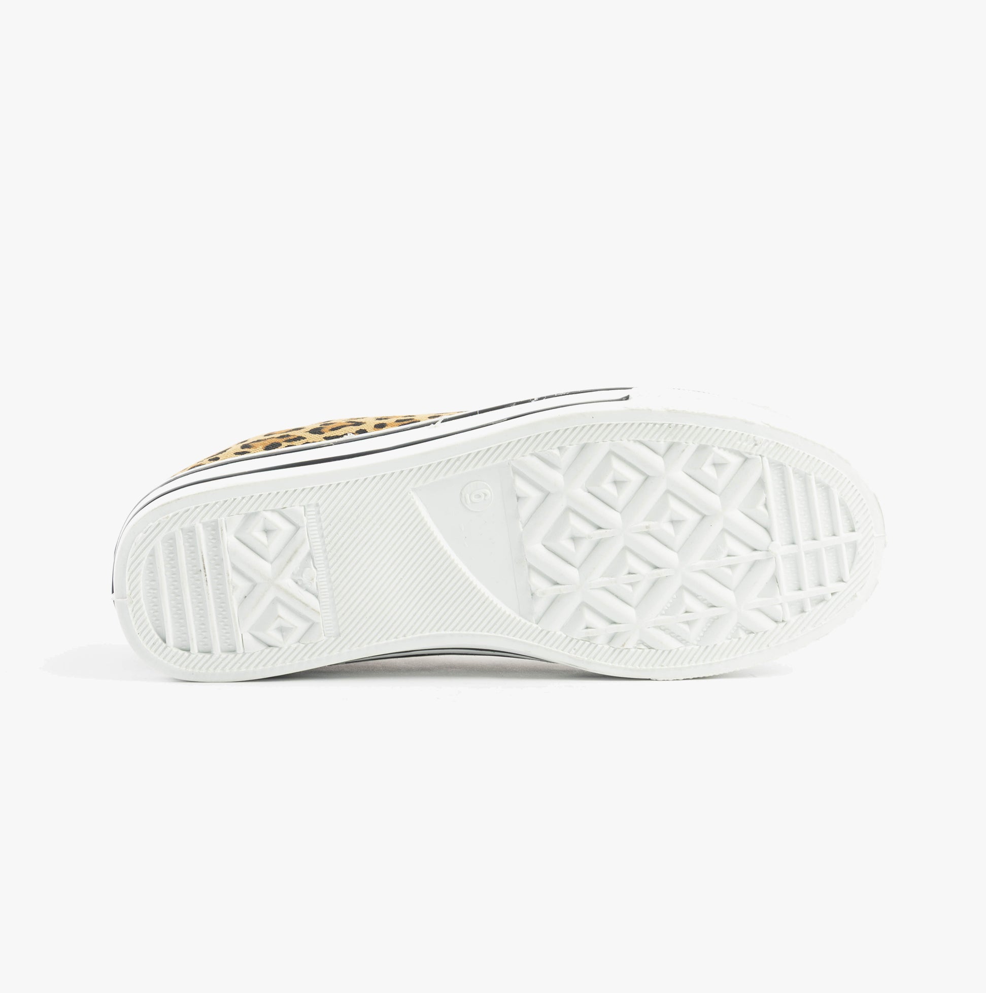 Dr Keller JENNY Womens Shoes Animal bottom view of the sneaker with a textured white outsole and animal print upper.