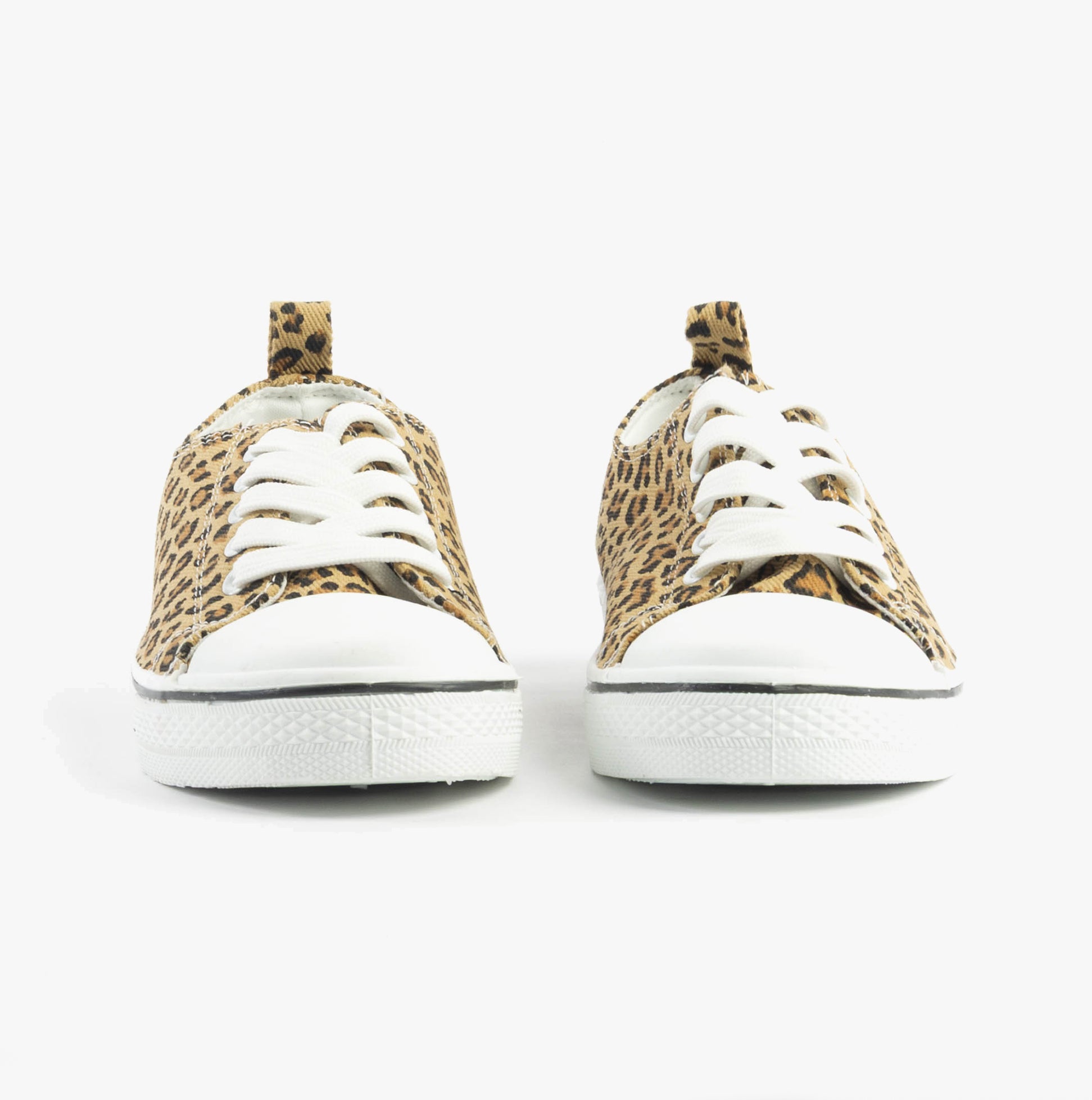 Dr Keller JENNY Womens Shoes Animal front view, casual leopard print lace-up trainers with white sole.