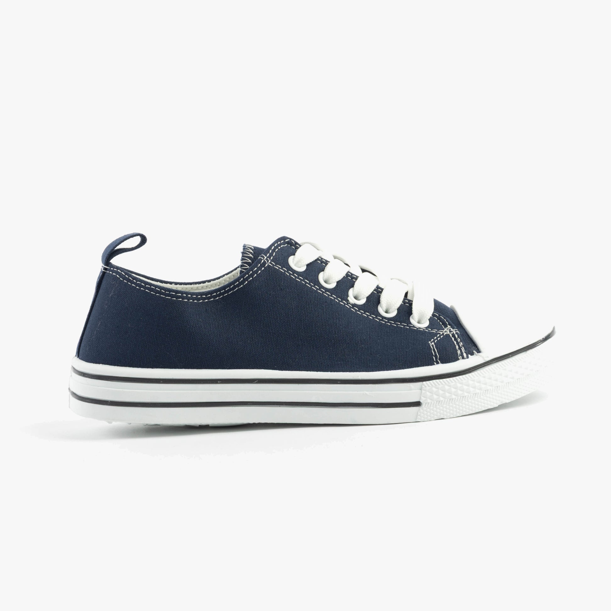 Dr Keller JENNY Womens Shoes Navy side view, casual lace-up trainers, lightweight synthetic upper, round toe.