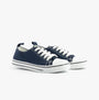 Dr Keller JENNY Womens Shoes Navy, casual lace-up trainers in a side view, featuring white soles and low-top design.