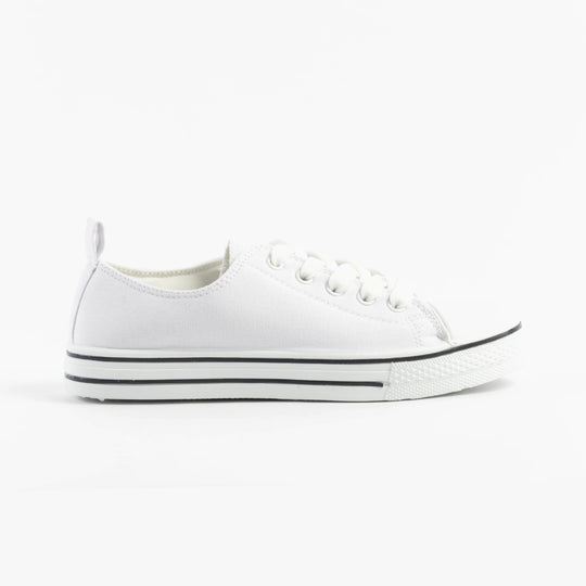 Dr Keller JENNY Womens Shoes White side view, casual lace-up trainers with synthetic upper and low top design.
