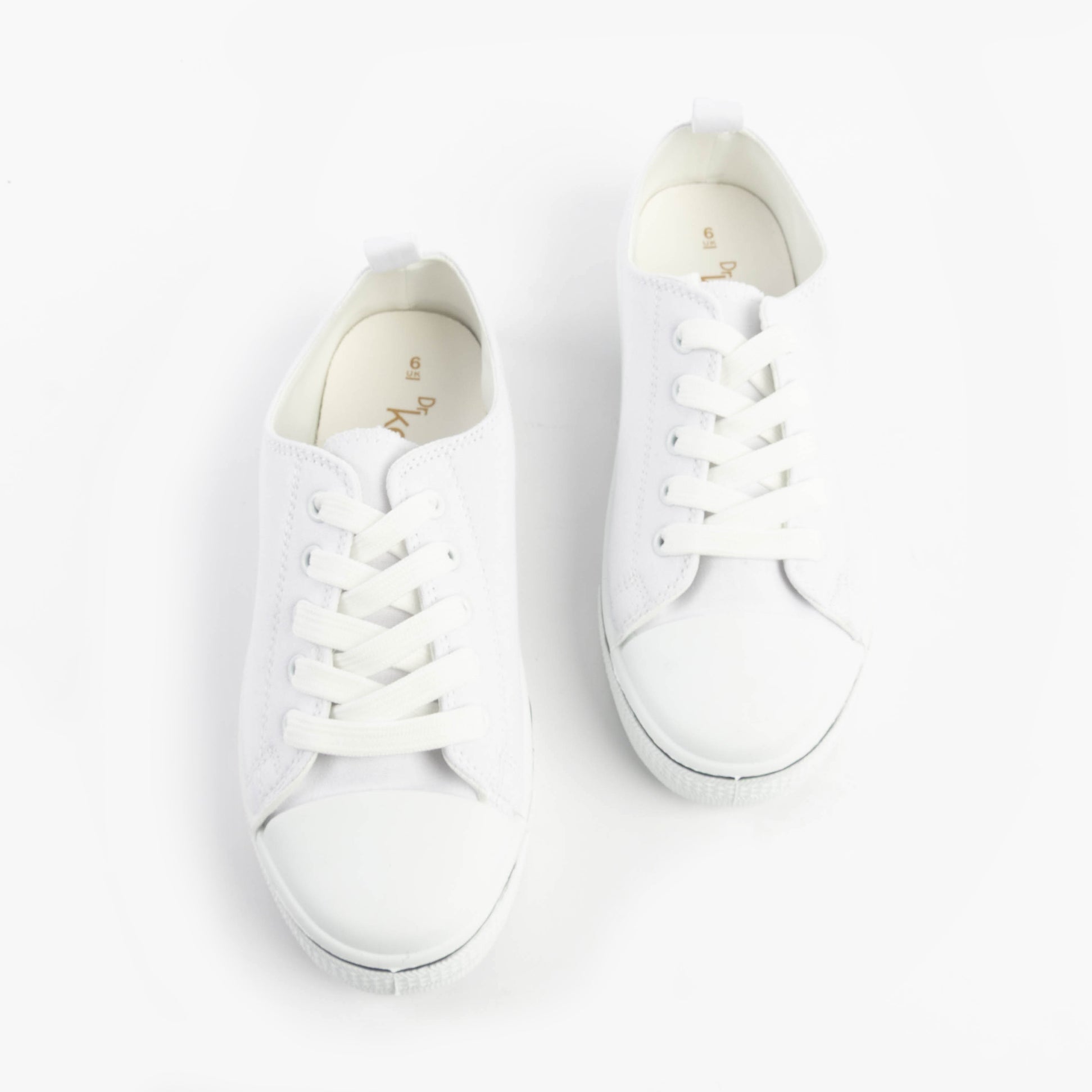 Dr Keller JENNY Womens Shoes White top view, casual trainer style, lightweight design with lace-up closure.