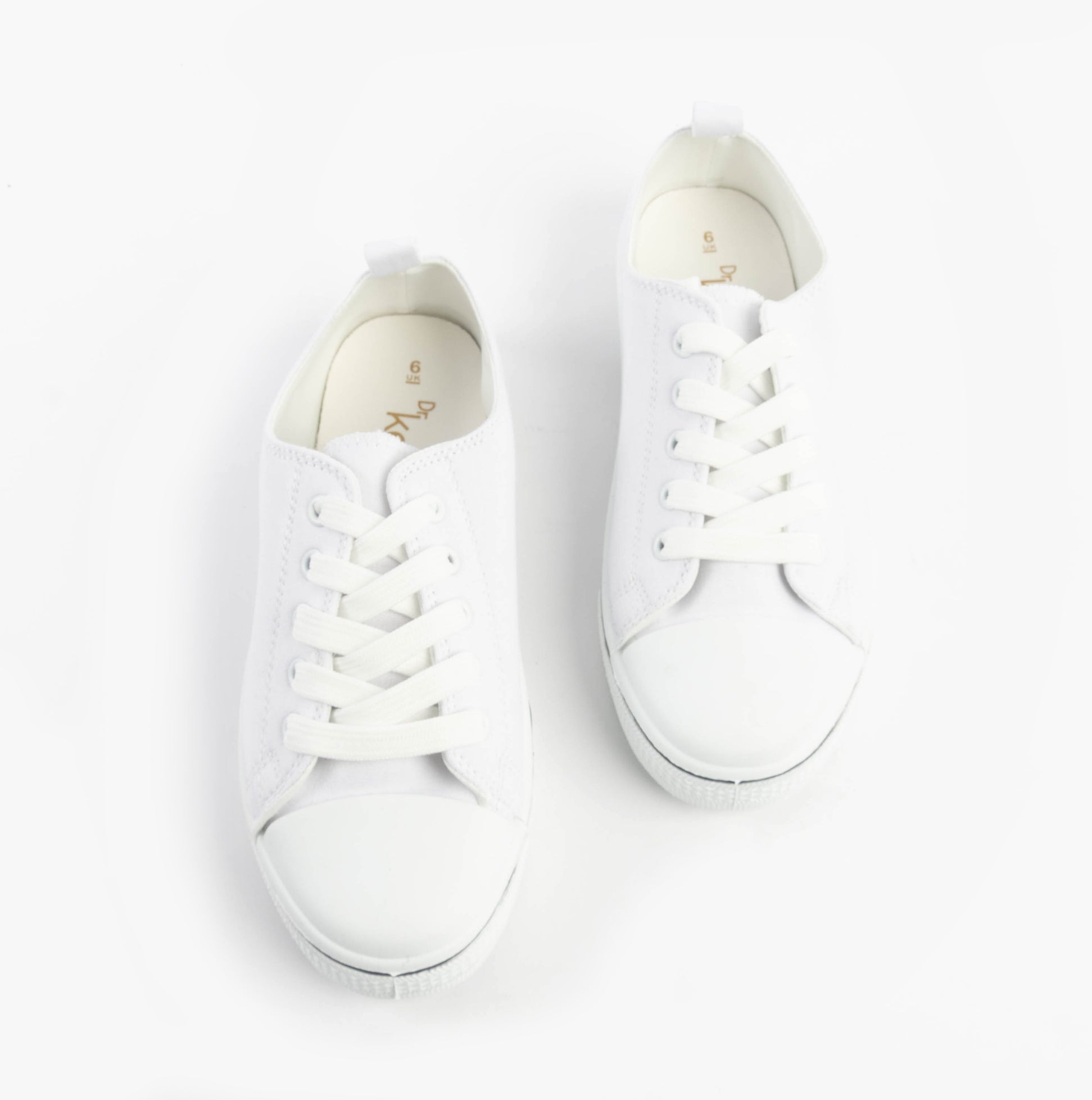 Dr Keller JENNY Womens Shoes White top view, casual trainer style, lightweight design with lace-up closure.