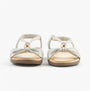 Dr Keller JAN Womens Sandals White Metallic front view showing the stylish synthetic upper with a bow detail.