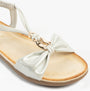 Dr Keller JAN Womens Sandals White Metallic side view with bow detail and gold accent.