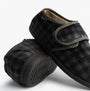 Dr Keller DARREN VELC Mens Touch Fasten Slippers Grey side view showcasing the slip-on design and Velcro fastening.