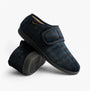 Dr Keller DARREN VELC Mens Slippers Navy side view showing blue checkered design and slip-on closure.