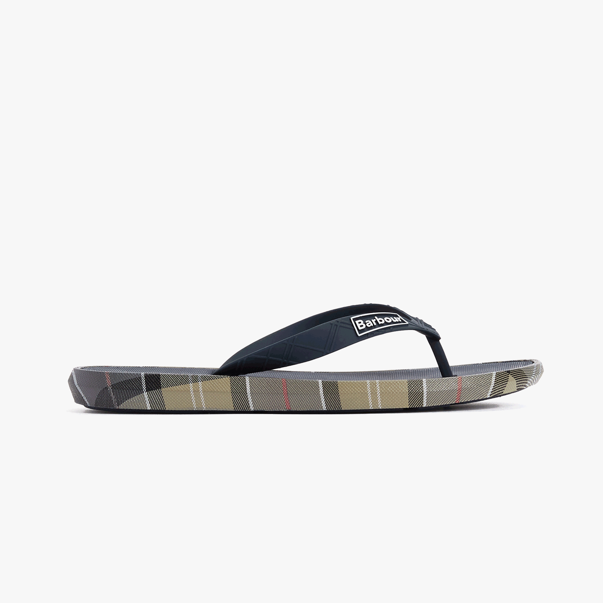 Barbour OAKDALE Mens Toe-Post Sandals Navy/Dress Tartan
