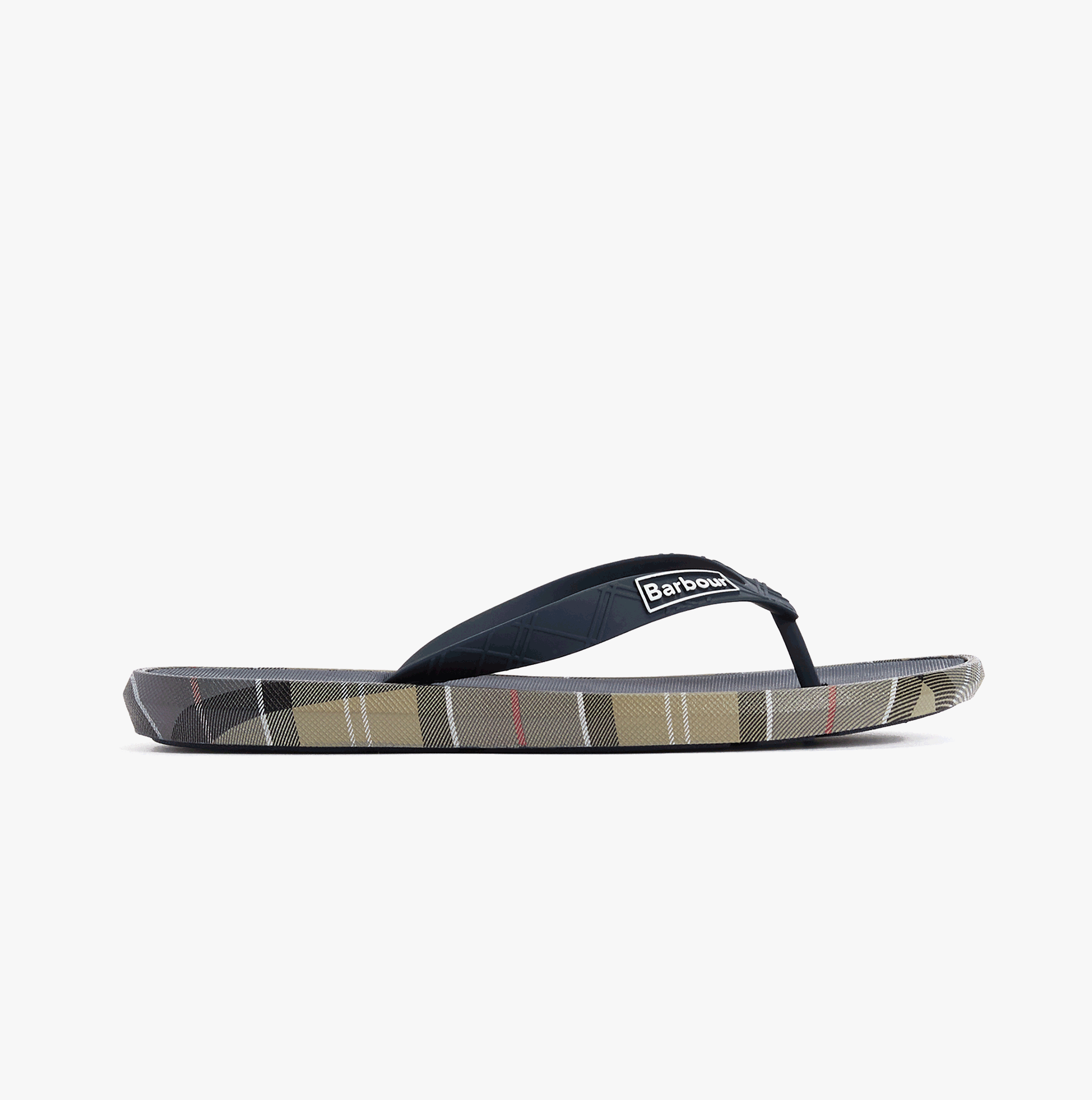 Barbour OAKDALE Mens Toe-Post Sandals Navy/Dress Tartan