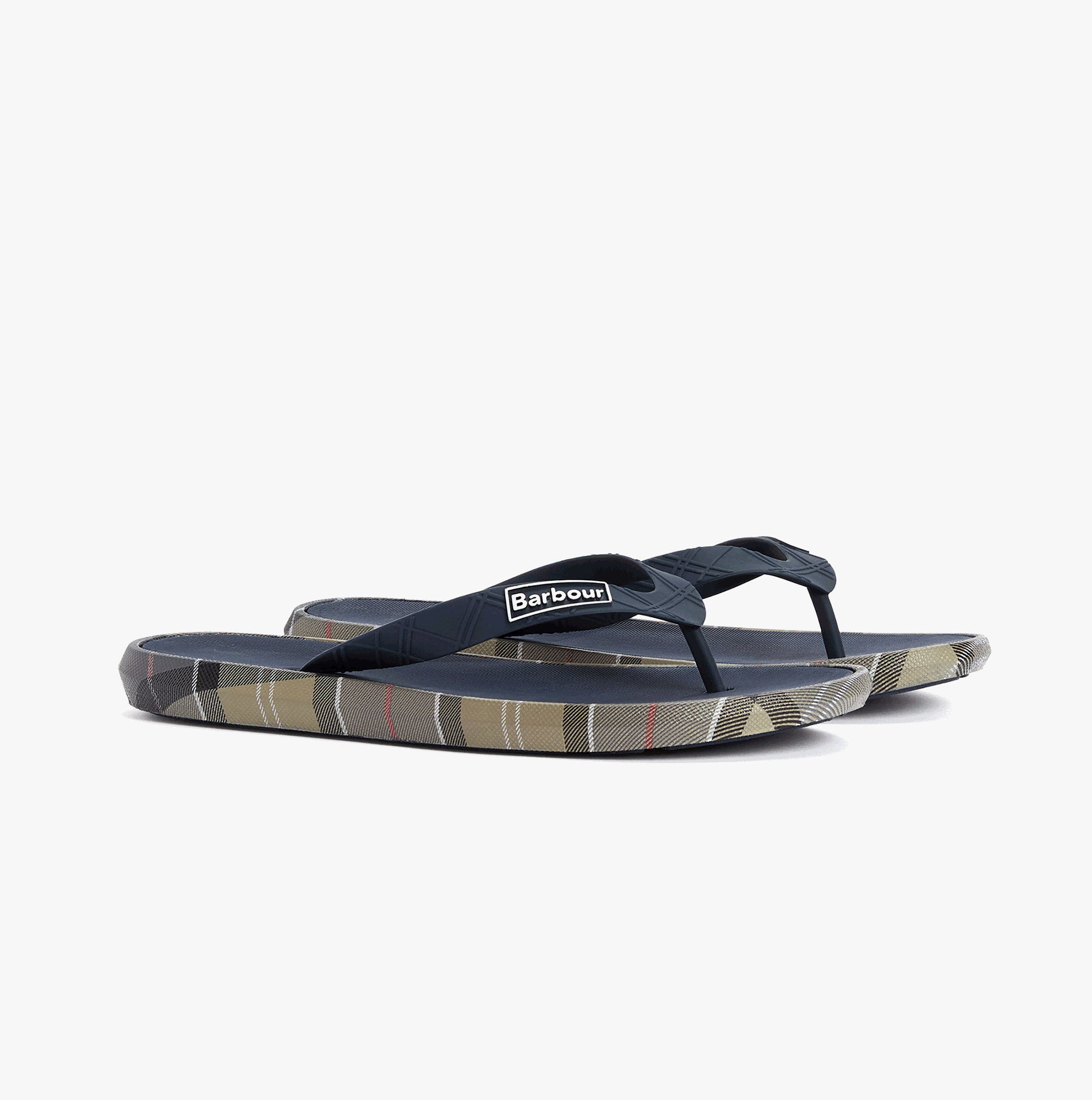 Barbour OAKDALE Mens Toe-Post Sandals Navy/Dress Tartan