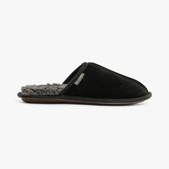 Dunlop TAYLOR Mens Suede Mule Slippers Black