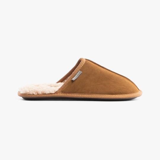 Dunlop TAYLOR Mens Suede Mule Slippers Cognac
