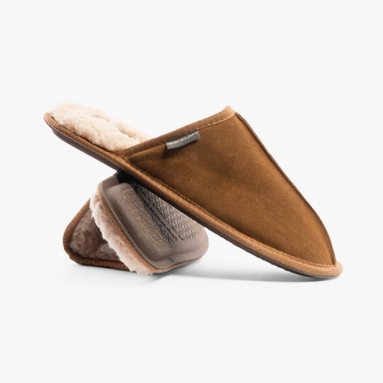 Dunlop TAYLOR Mens Suede Mule Slippers Cognac