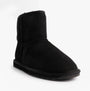 EMU Australia STINGER MINI Womens Sheepskin Boot Black side view showcasing shearling upper and rubber sole.