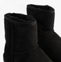 EMU Australia STINGER MINI Womens Sheepskin Boot Black detail view of the upper with shearling lining.