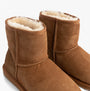 EMU Australia STINGER MINI Womens Sheepskin Boot Chestnut side view showing soft sheepskin lining and brown suede exterior.