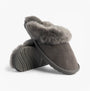 EMU Australia JOLIE Womens Mule Sheepskin Slippers Charcoal side view showcasing soft sheepskin lining and rubber sole.