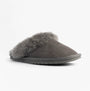 EMU Australia JOLIE Womens Mule Sheepskin Slippers Charcoal side view showing soft sheepskin upper and plush lining.