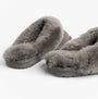 EMU Australia JOLIE Womens Mule Sheepskin Slippers Charcoal side view showing soft sheepskin upper and rubber sole.