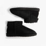 EMU Australia STINGER MICRO Womens Sheepskin Boot Black side view of ankle boots on white background.