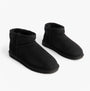 EMU Australia STINGER MICRO Womens Sheepskin Boot Black side view showcasing soft suede upper and ankle height.