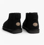EMU Australia STINGER MICRO Womens Sheepskin Boot Black rear view showing soft sheepskin material and rubber sole.