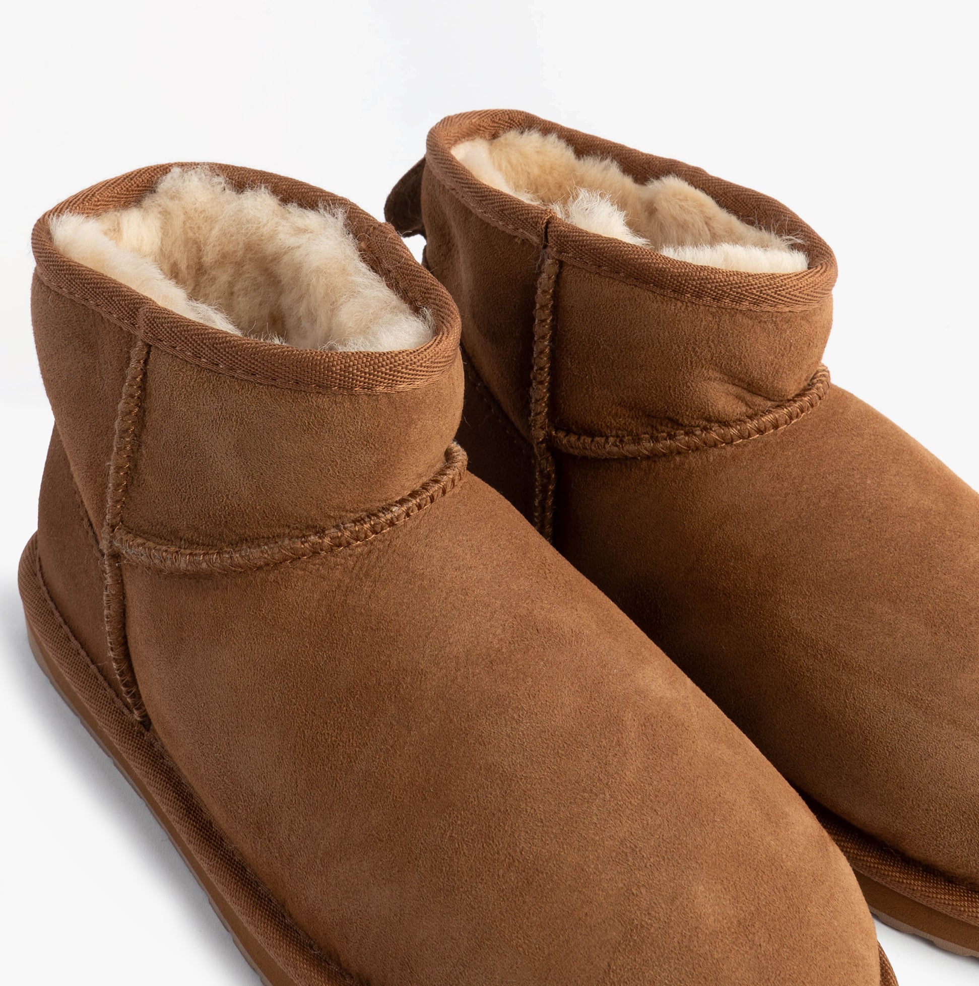 EMU Australia STINGER MICRO Womens Sheepskin Boot Chestnut top view of soft sheepskin boots with cozy lining.