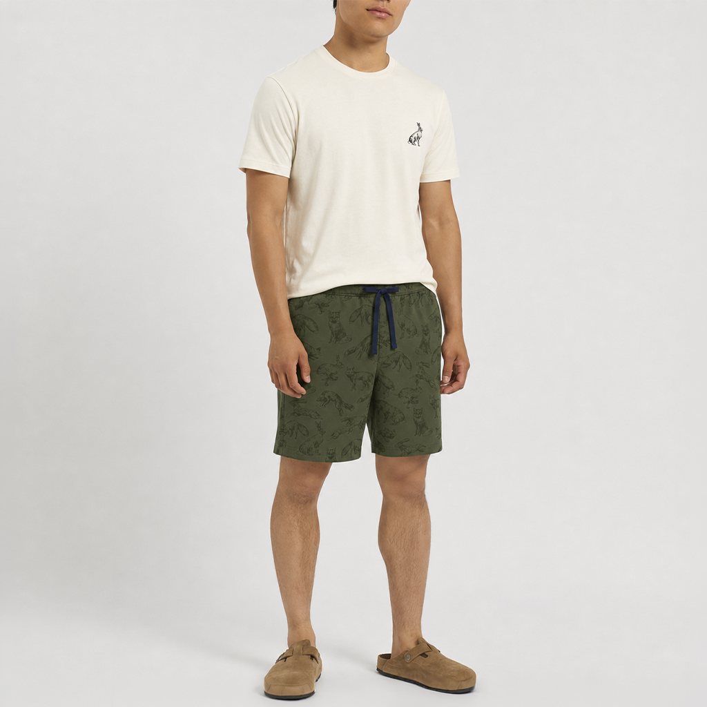 Joules Y95846 DOZER SHORT Mens Pyjama Set Green/Ecru Mens Pyjama Set Green/Ecru