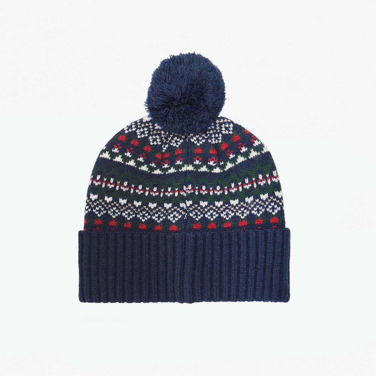 Barbour MARLOW FAIRISLE POM BEANIE Mens Beanie Navy/Evergreen