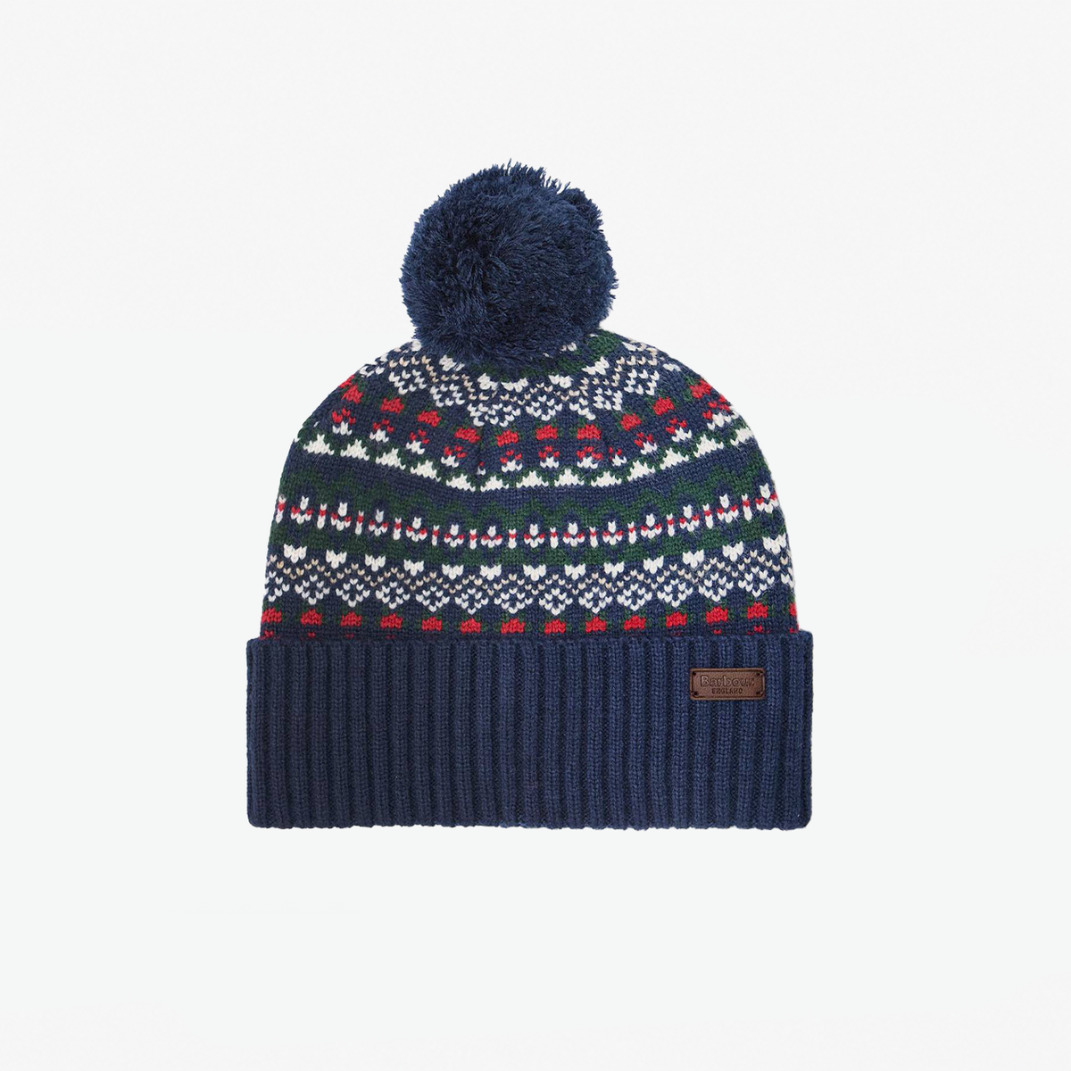 Barbour MARLOW FAIRISLE POM BEANIE Mens Beanie Navy/Evergreen