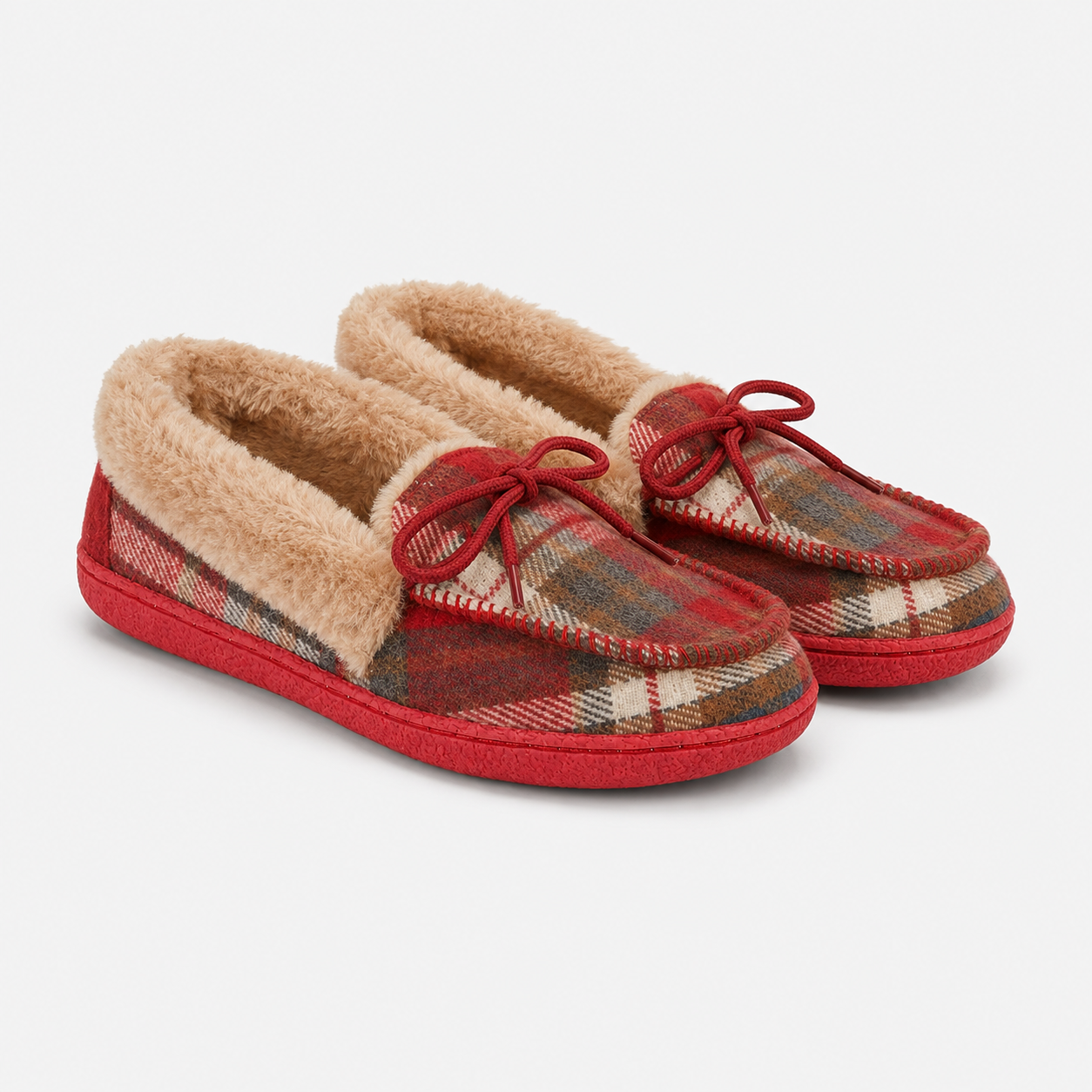 Jo & Joe PEMBROKE Womens Moccasin Slippers Festive Red