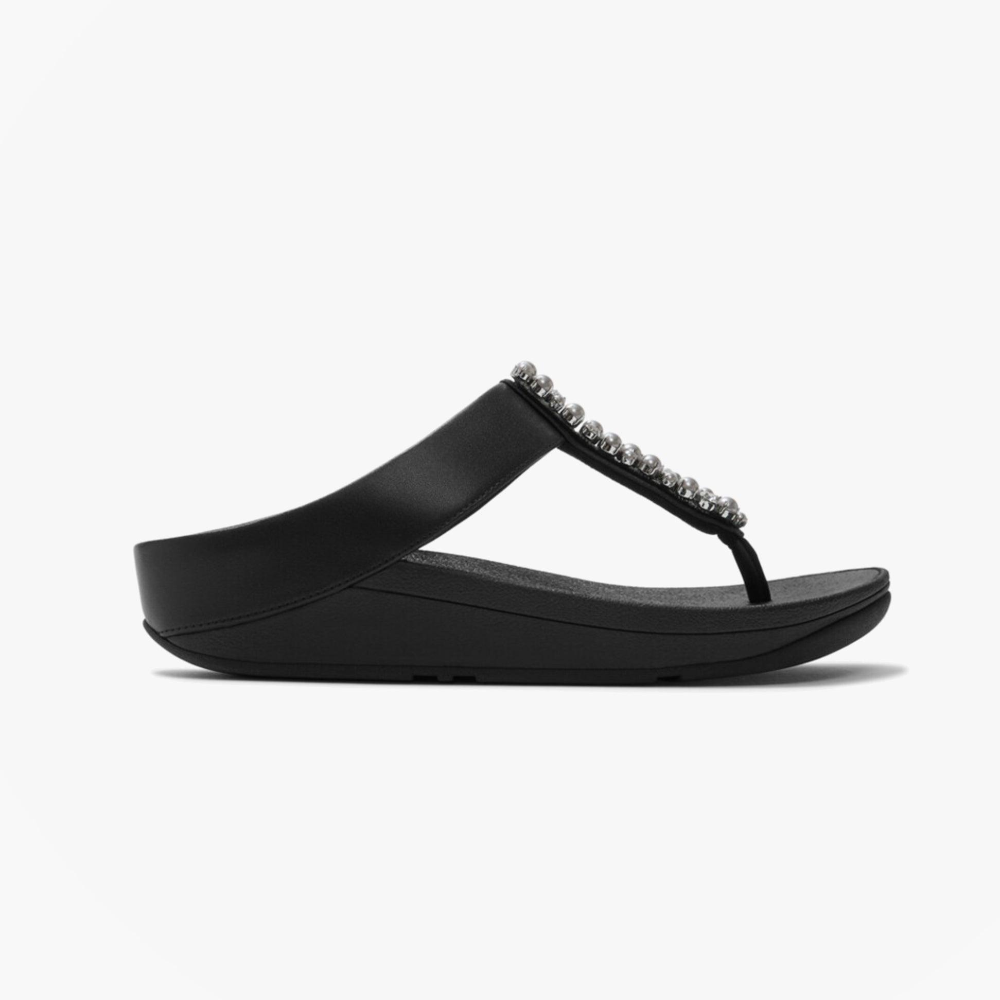 FitFlop FINO PEARLS AND CRYSTAL Womens Toe-Post Sandals Black