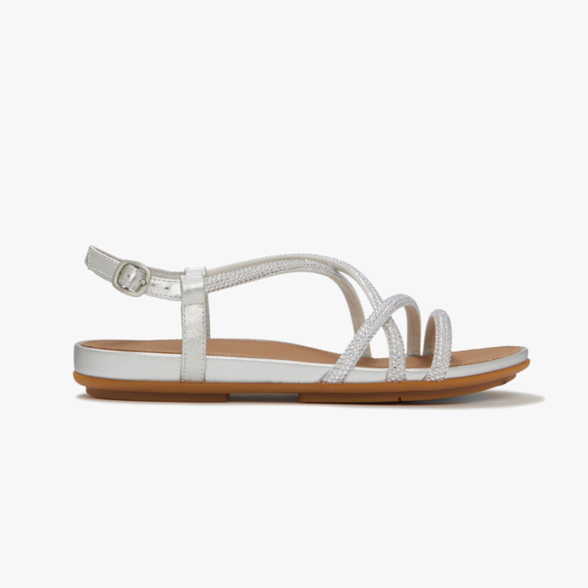 FitFlop GRACIE CRYSTAL Womens Cross Strap Sandals Silver